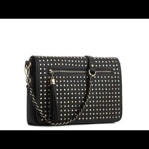 Black studded shoulder bag by Urban Expressions